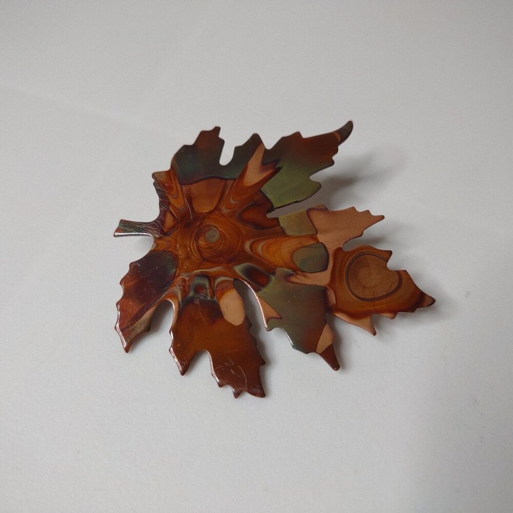 Multicolor Metal Fall Leaf Brooch